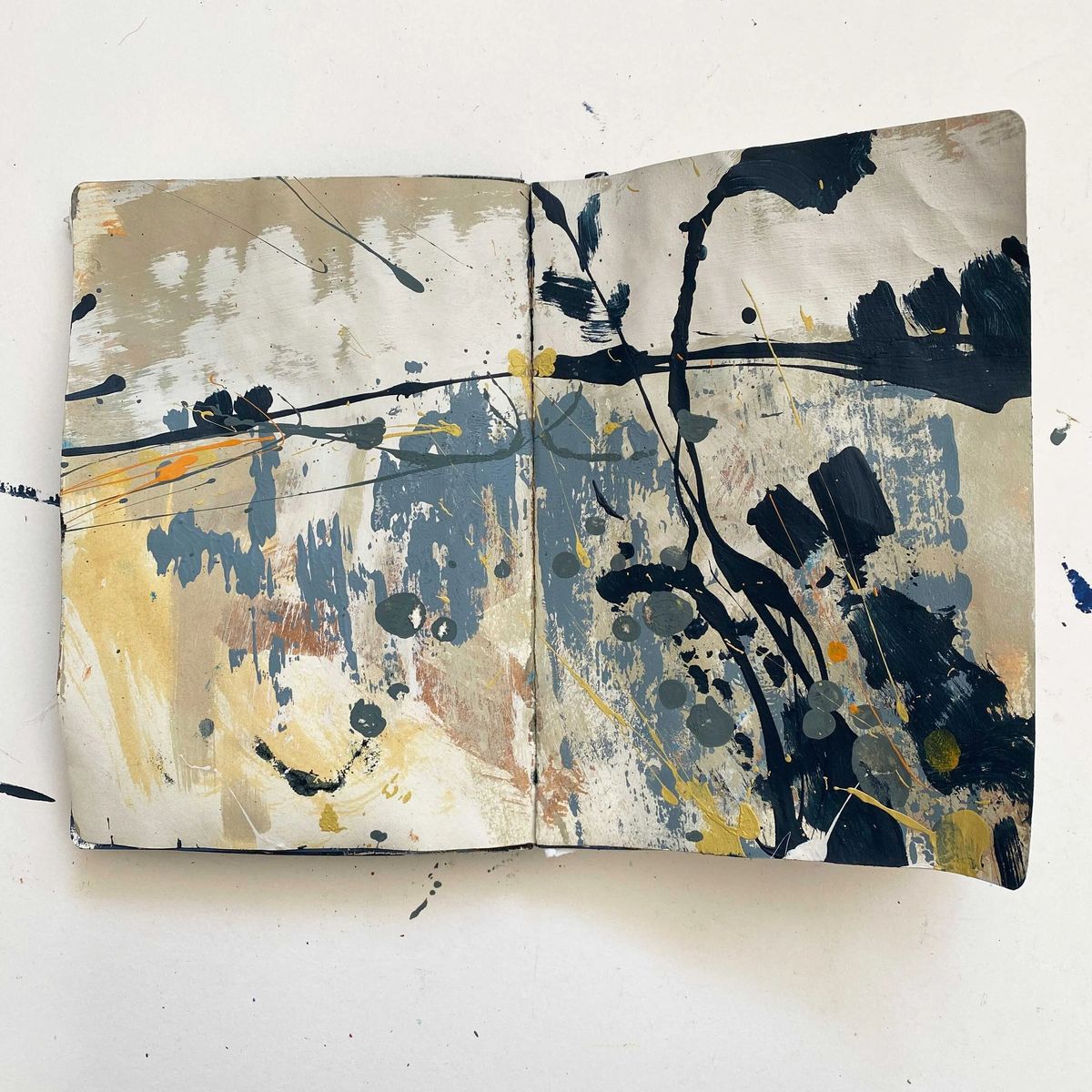 Beige and dark ink abstract sketchbook